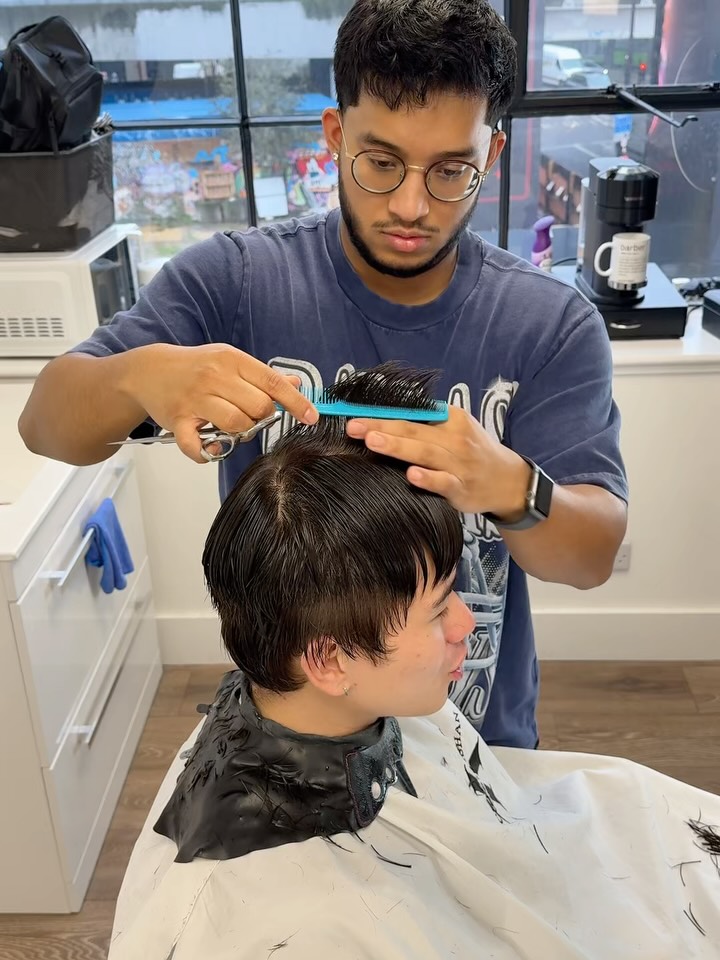 Scissor cut showing precision work